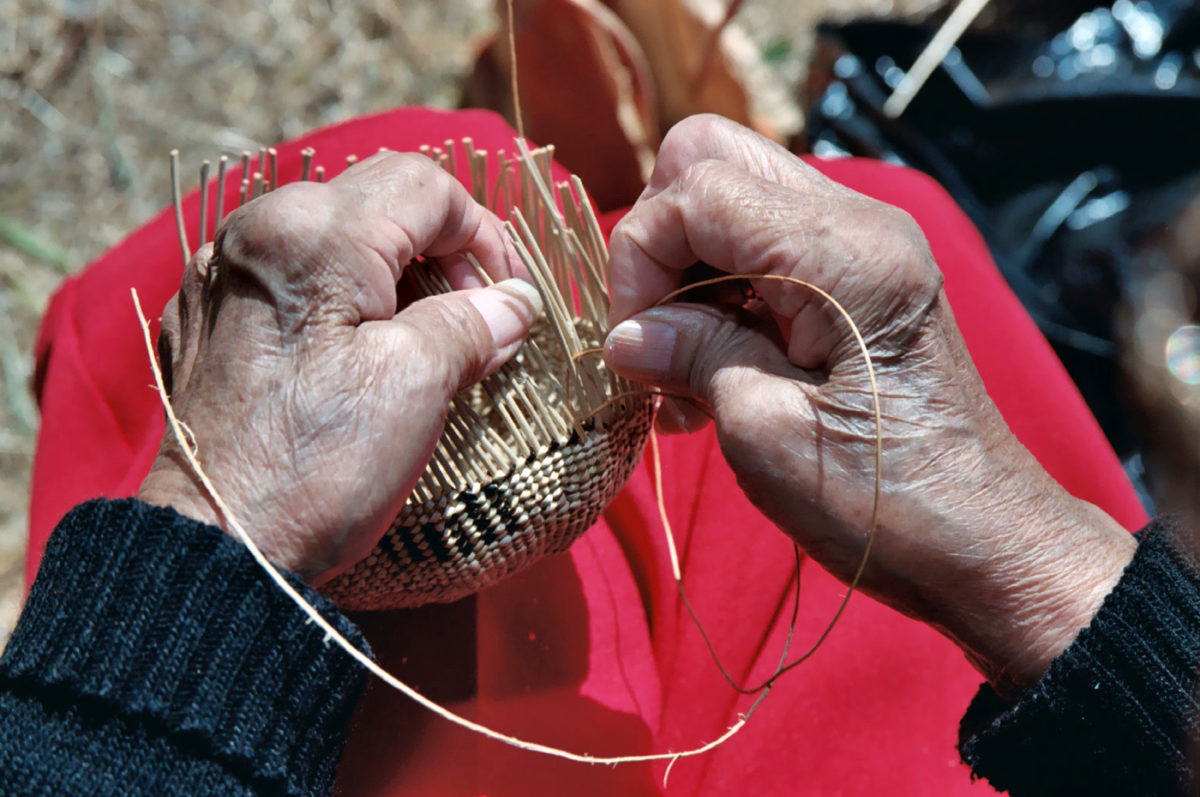 weaving a basket